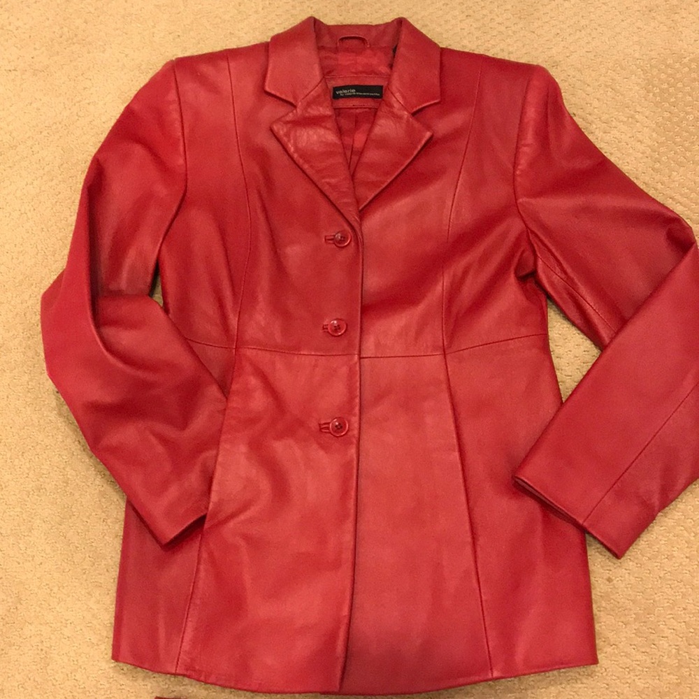 Valerie Stevens Petite 💯 %Red Leather Jacket